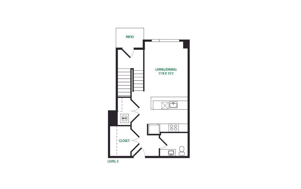 TH1.3 - 2 bedroom floorplan layout with 2.5 baths and 1318 square feet. (Floor 1)
